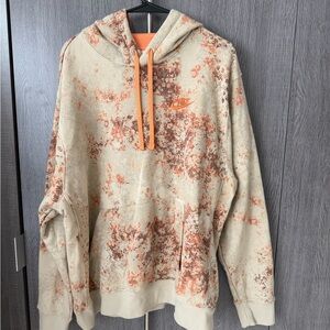 Nike Men's Beige and Orange Hoodie Sweater